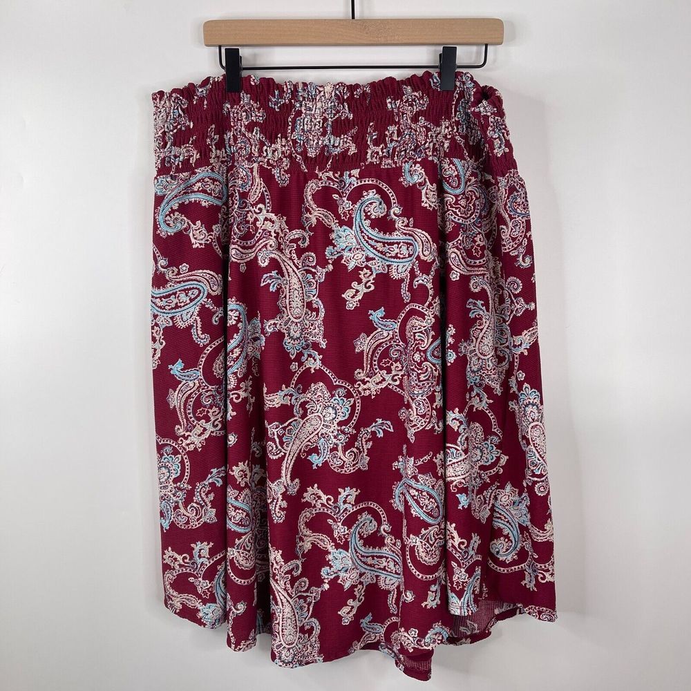 Cato Womens Plus Size 18/20W Floral Red Elastic Waist Workwear Paisley Lined